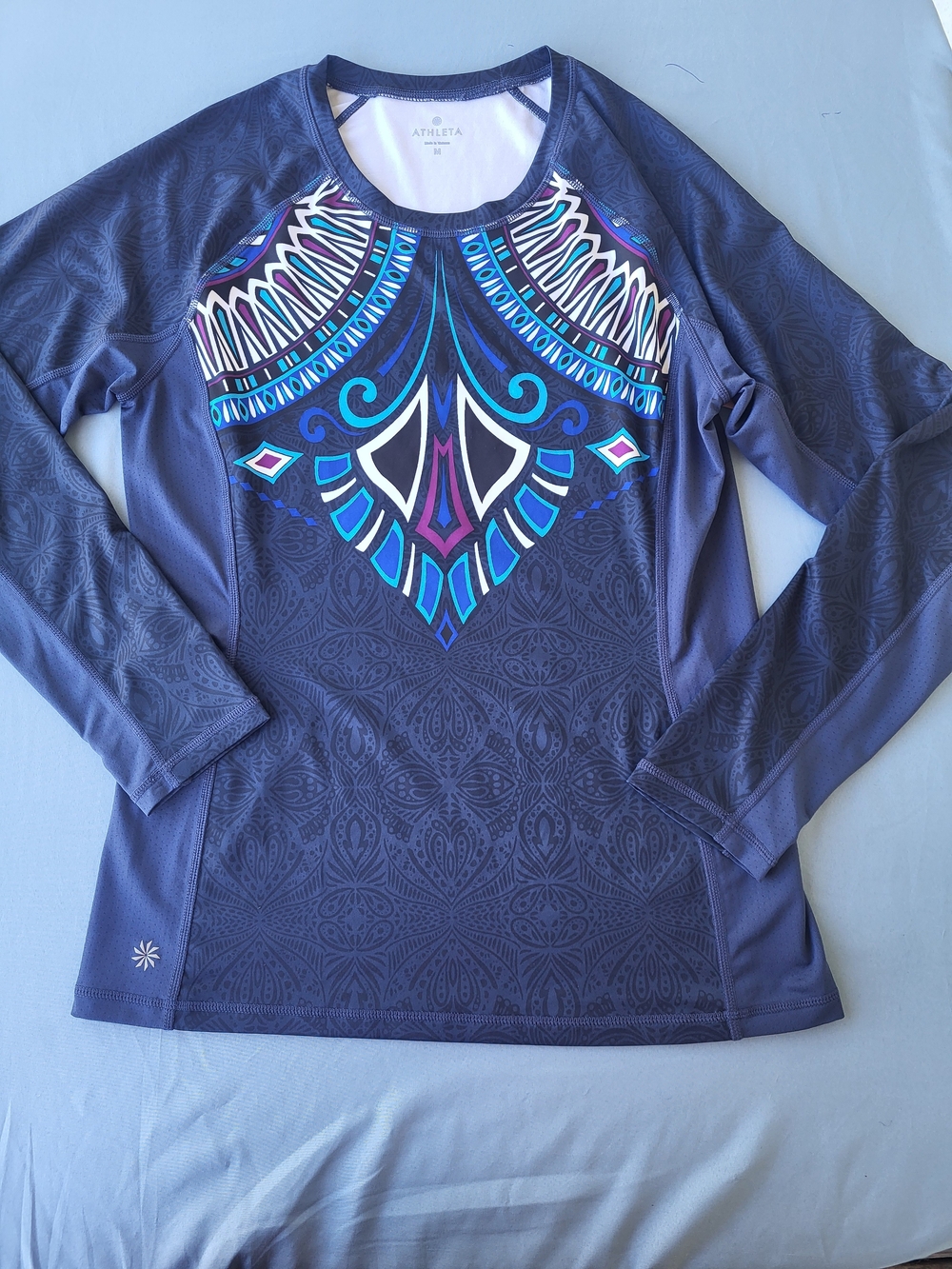 Athleta Printed Pacifica UPF Rashguard Crewneck Top